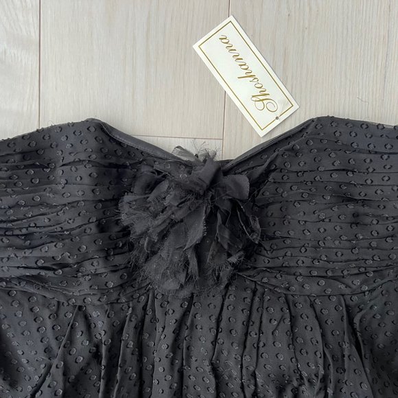 $325 SHOSHANNA Black  SWISS Dot SILK Blend STRAPLESS Bubble HEM Dress ( 10 ) - Picture 4 of 6